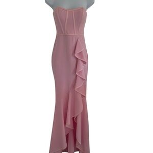 Strapless Pink Ruffle Mermaid Dress